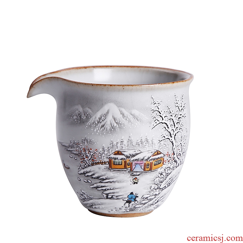 Chrysanthemum patterns hand-painted snow tea tea set a single large tea and tea cup ceramic household justice cup points