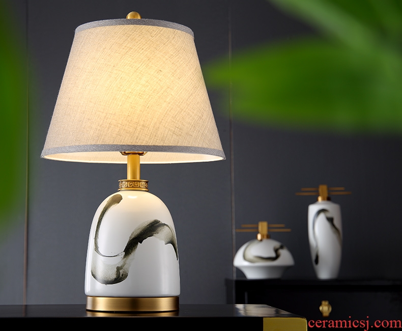 Furnishing articles lamp is acted the role of form a complete set of new Chinese style ceramic vase cut decorative arts study zen Chinese wind landscape contracted