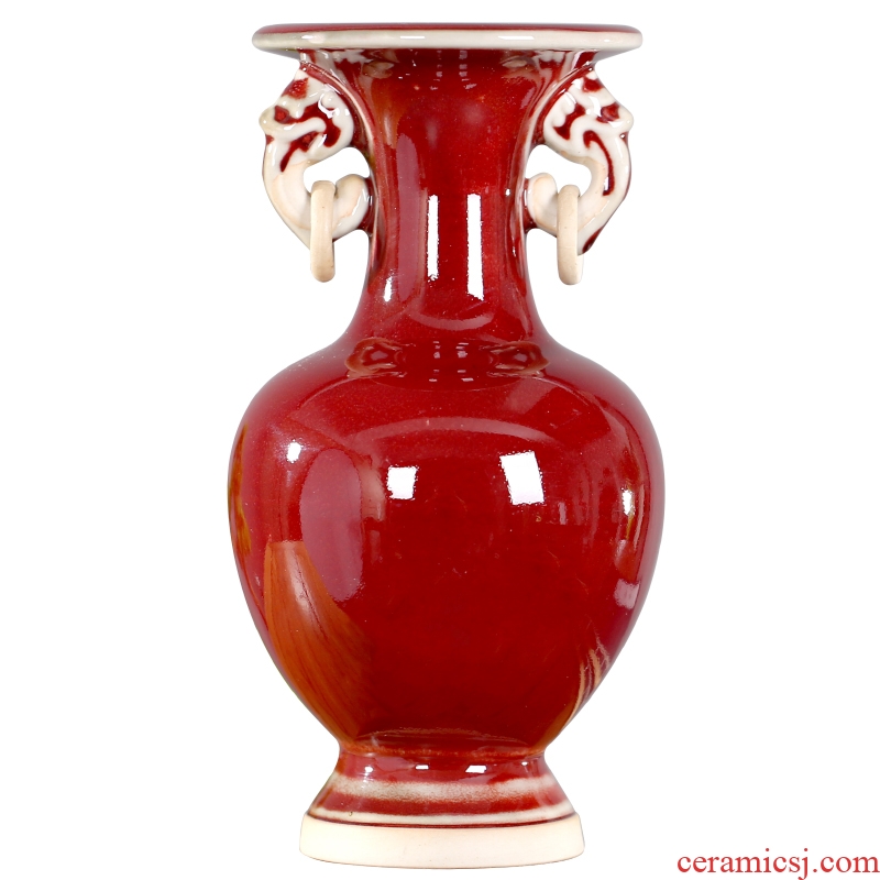Jingdezhen ceramics ruby red floret bottle study of contemporary and contracted sitting room office furnishing articles mesa adornment