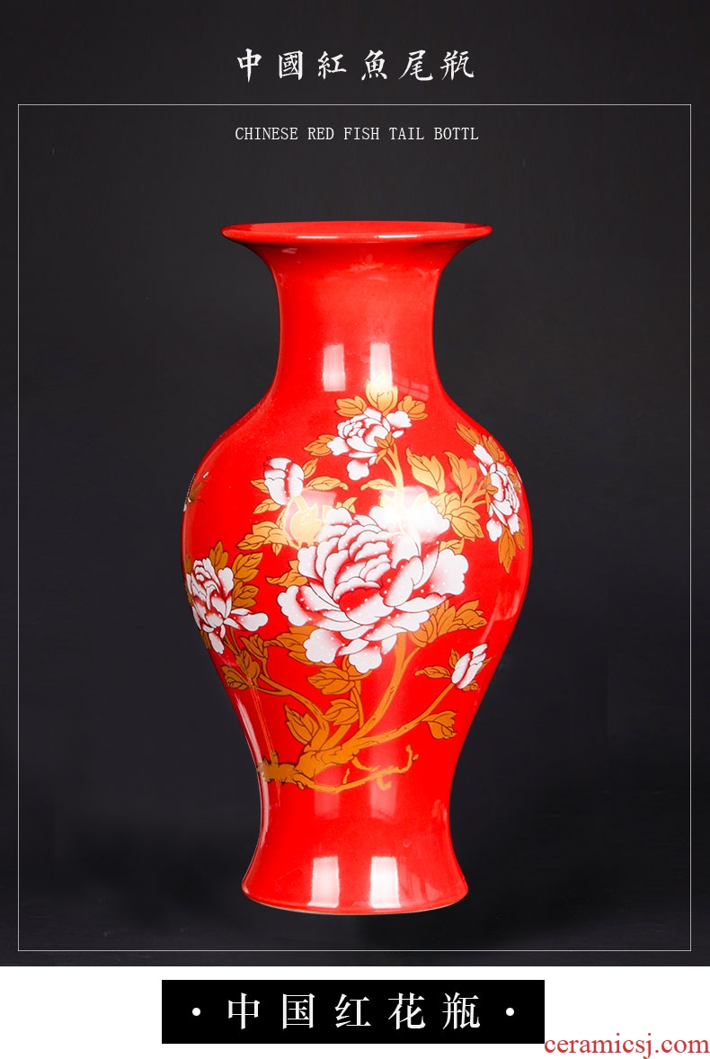 Jingdezhen chinaware lotus flower bottle arranging flowers vase of porcelain of modern Chinese style household adornment sitting room ark furnishing articles