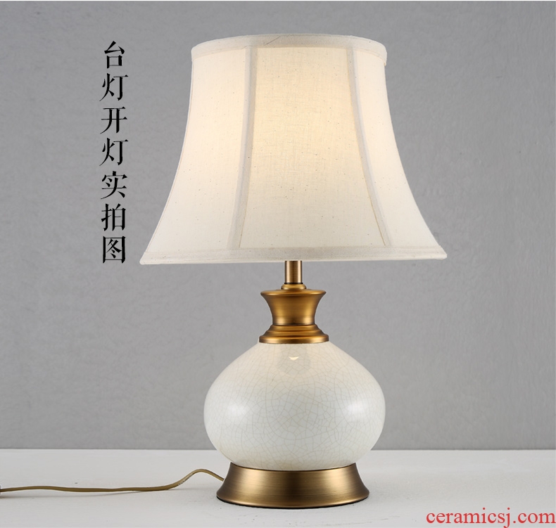 American desk lamp ceramic decoration art designer copper whole sitting room is contemporary and contracted pure color bedroom lamps and lanterns of the head of a bed
