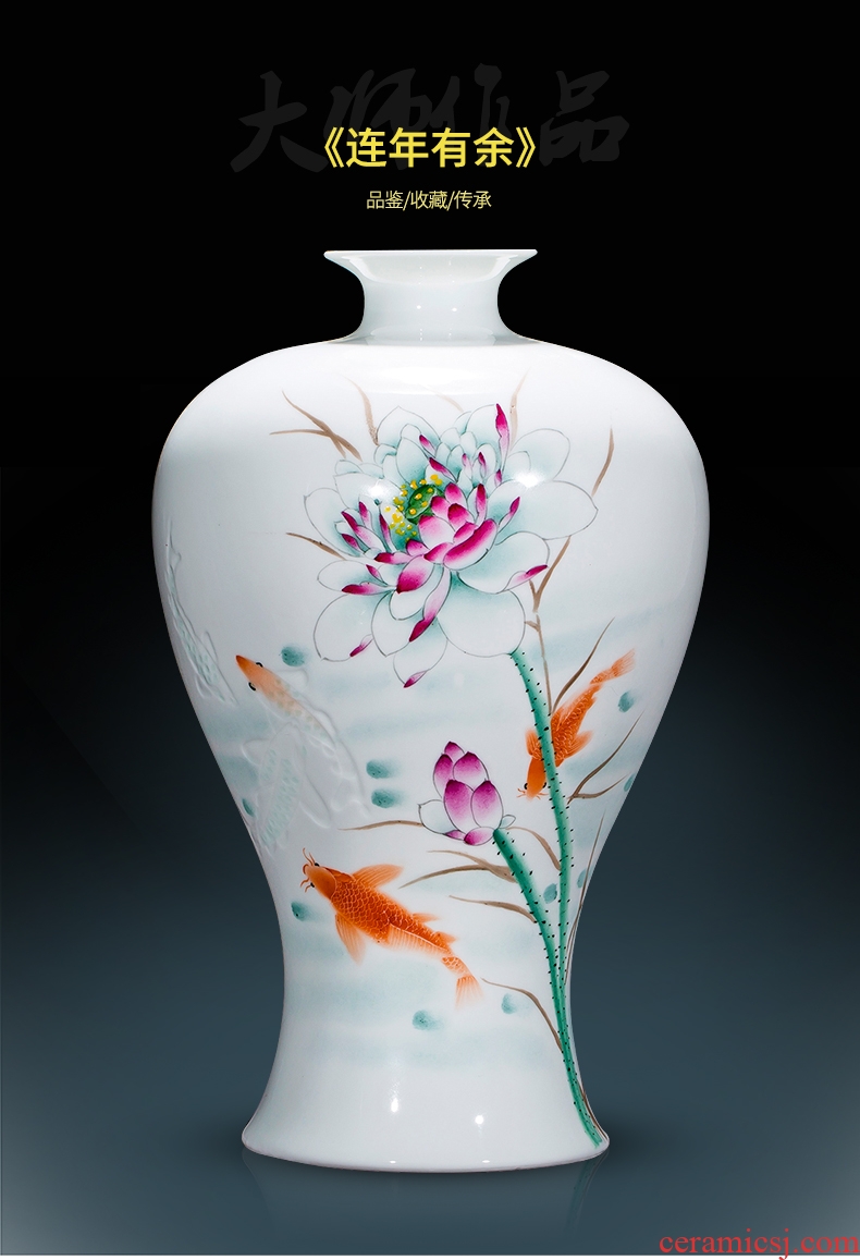 Jingdezhen ceramic vase famous hand-painted Chinese pomegranate thin foetus and exquisite furnishing articles home sitting room adornment flower arrangement