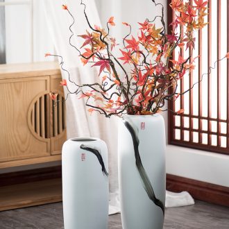 Hand draw large vases, new Chinese style household adornment white furnishing articles sitting room dry flower art of jingdezhen ceramic arranging flowers