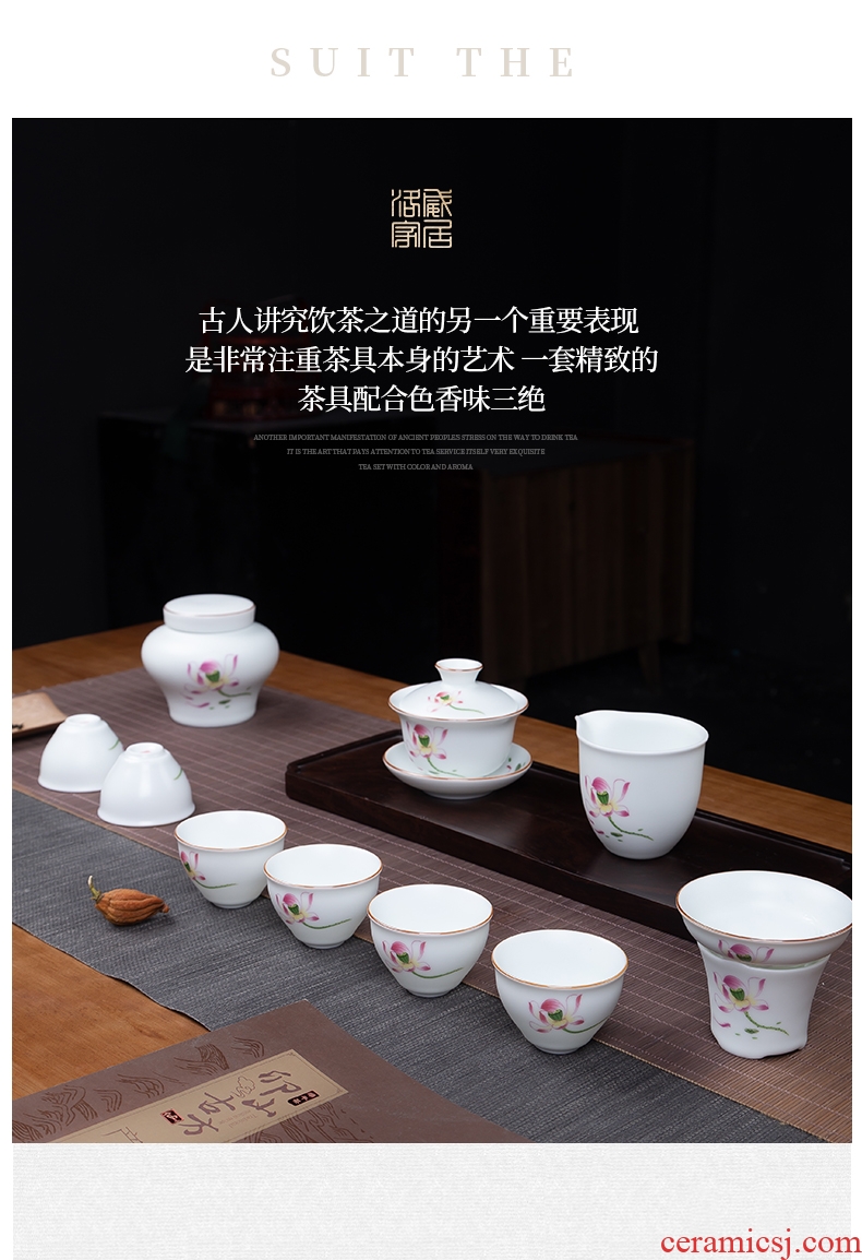 Blower, jingdezhen ceramic kung fu tea set household whole Chinese teapot tea cups and a cup of tea pot