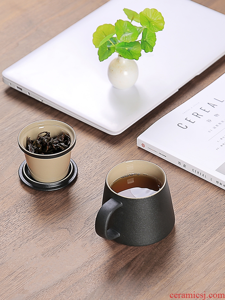 Ceramic filter tea cup tea cups to separate office cup home mark cup drink cup cup custom LOGO