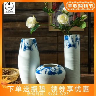Modern Jane the stripe small lucky bamboo of blue and white porcelain porcelain of jingdezhen ceramic vase sweet household decorations