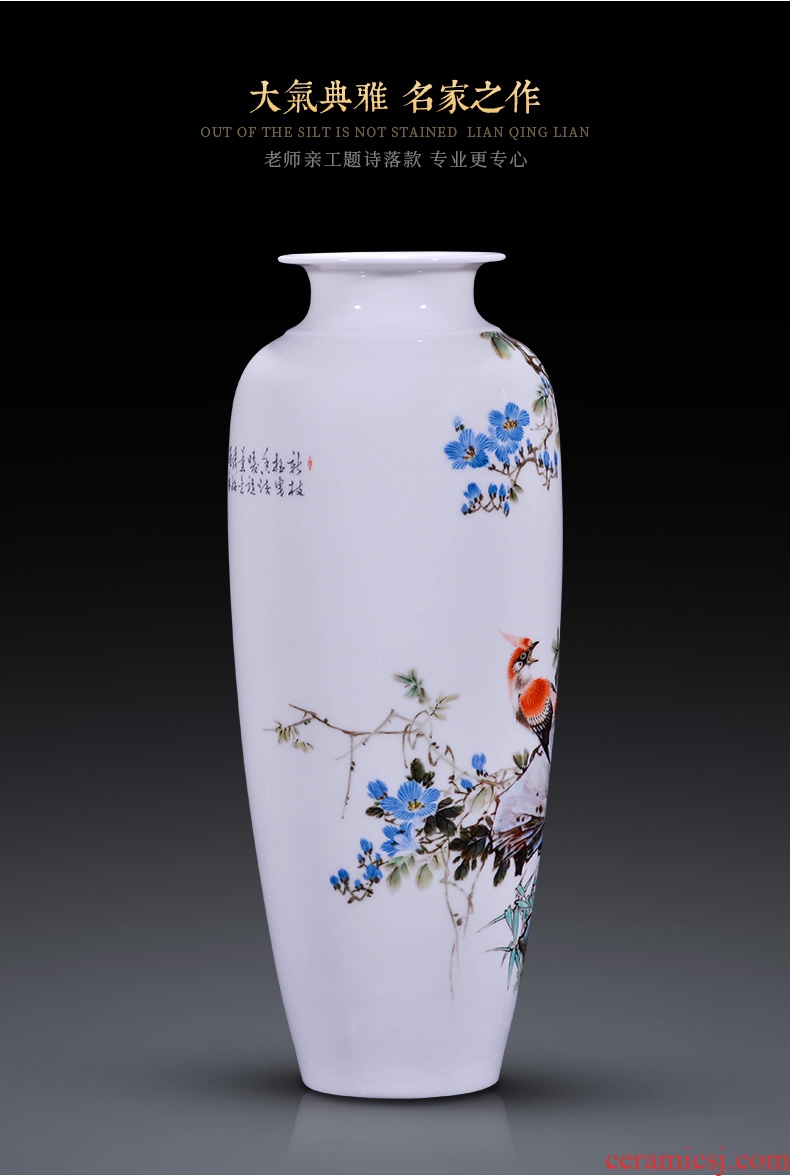 Jingdezhen ceramic painting birds and flowers in the vase furnishing articles new Chinese style office sitting room porch decoration craft gift