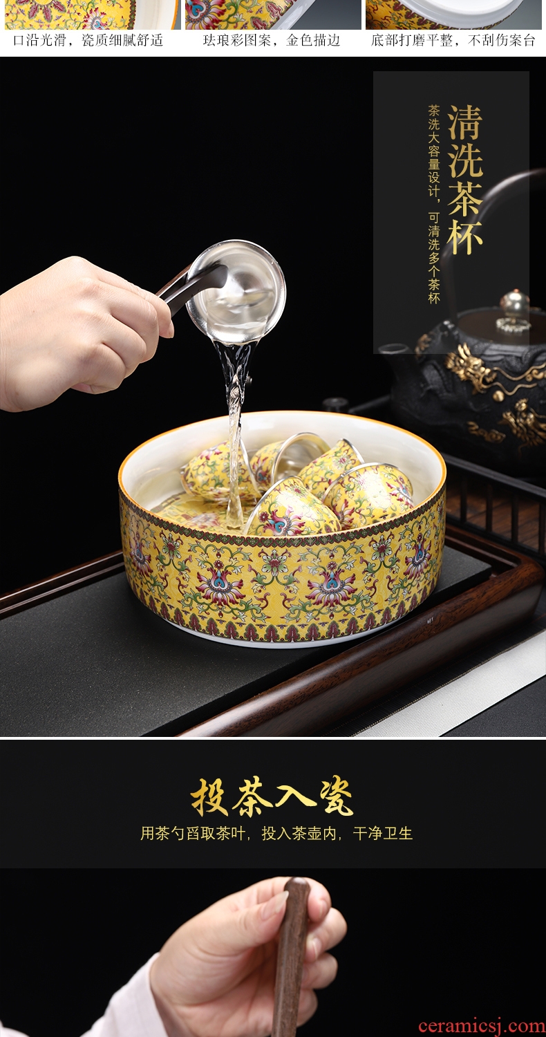 Recreational product gold colored enamel porcelain tea set coppering.as silver clasp porcelain tea set the whole court wind office tea kettle