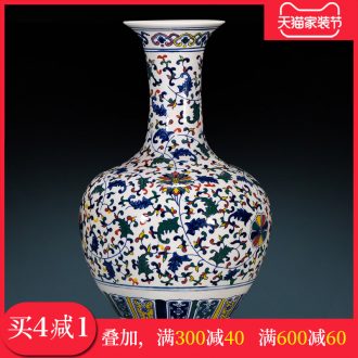 Antique Chinese classical design of blue and white porcelain jingdezhen ceramics vase rich ancient frame furnishing articles large sitting room adornment