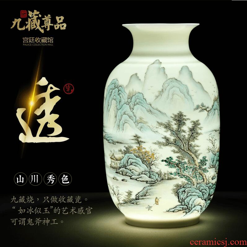 Master of jingdezhen ceramics new Chinese style hand-painted vases furnishing articles sitting room home wine ark adornment handicraft arranging flowers