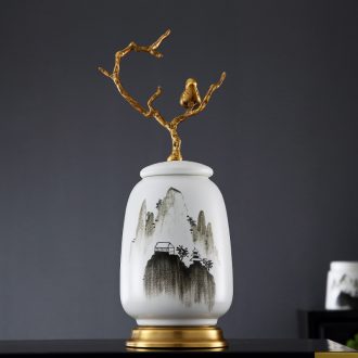Lamp act the role ofing furnishing articles form a complete set of new Chinese style ceramic vases, cut all of contemporary and contracted copper art hand-painted decorative landscape