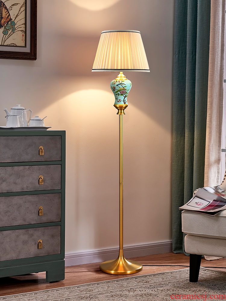 Hand-painted painting of flowers and American ceramic floor lamp sitting room is contracted and contemporary study light vertical desk lamp of bedroom the head of a bed to restore ancient ways