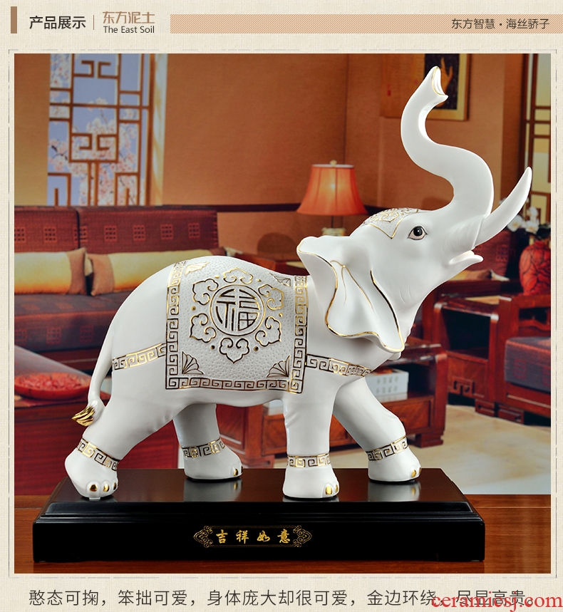 Oriental clay ceramic elephant furnishing articles of Chinese style classical sitting room porch decoration/TV ark jixiangruyi