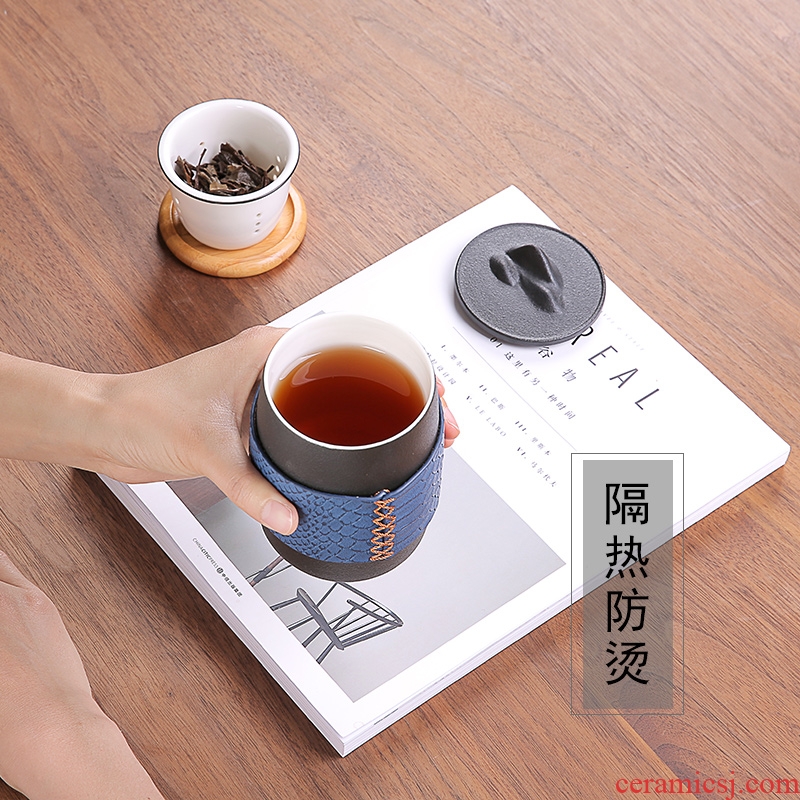 Japanese ceramic crack cup "bag type separation receive a home office travel outdoor tea sets tea tea cup