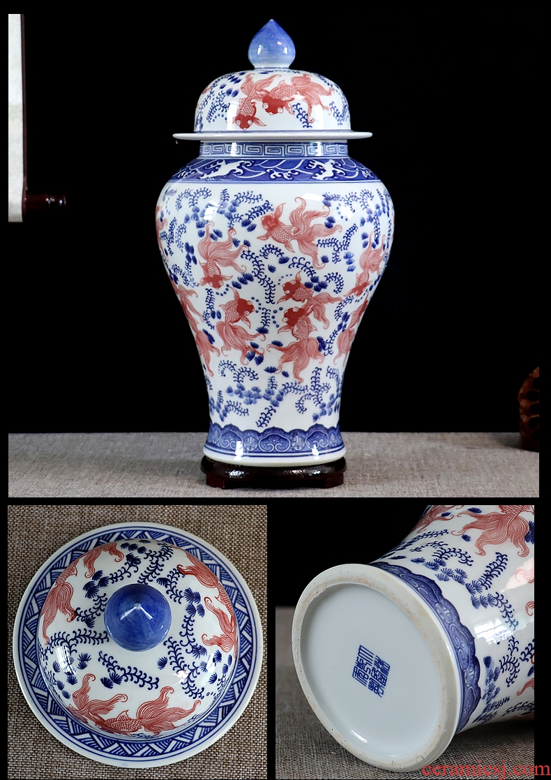 Youligong of blue and white porcelain vase furnishing articles flower arranging archaize sitting room adornment handicraft of jingdezhen ceramics general tank