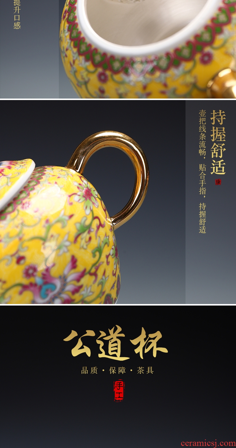 Recreational product gold colored enamel porcelain tea set coppering.as silver clasp porcelain tea set the whole court wind office tea kettle