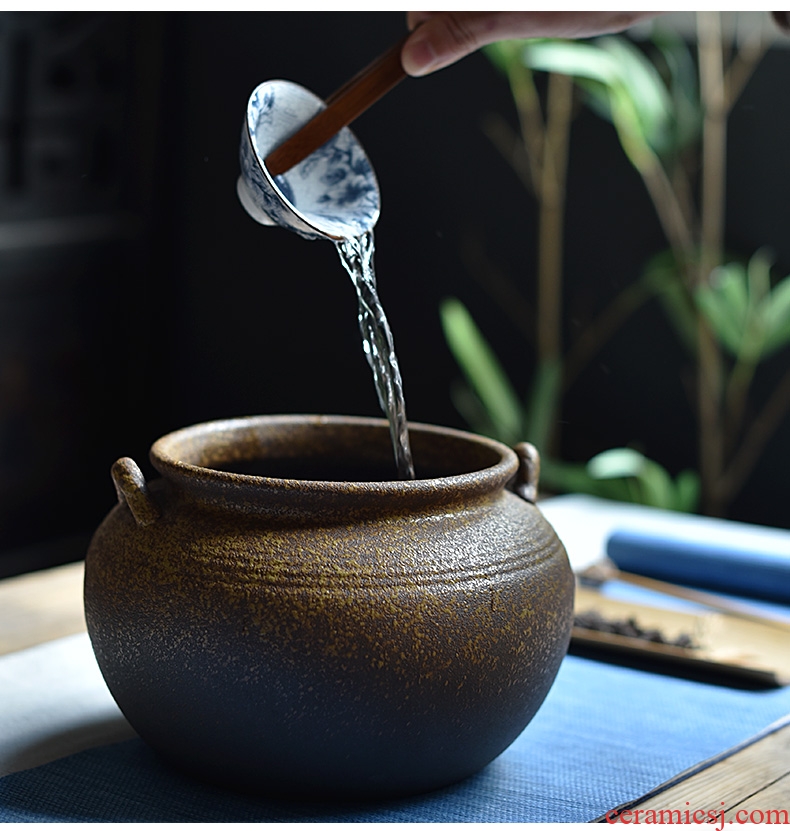 Tao fan home tea wash washing cylinder large ceramic flowerpot violet arenaceous dross barrels built water cup bowl tea set