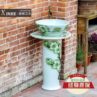 Lavabo jingdezhen ceramic column hand-painted blue glaze art one floor column vertical basin washing a face basin