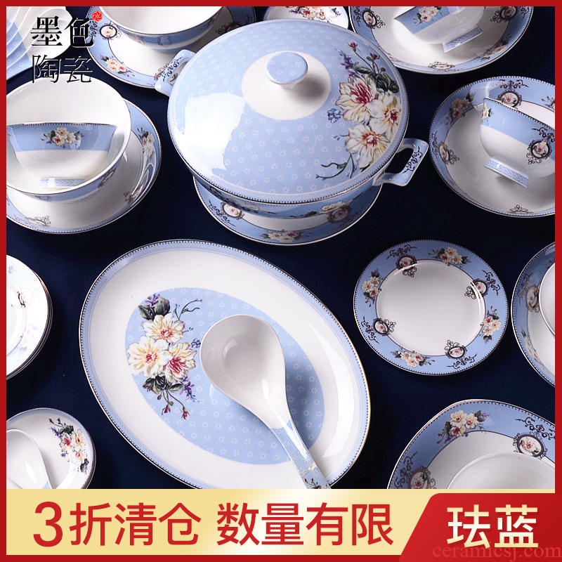 Bone bowls phnom penh dish suit household jingdezhen ceramic tableware nine European contracted bowl plate combination ice month