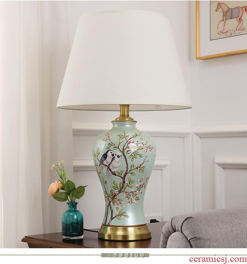 Desk lamp of bedroom the head of a bed lamp, contemporary and contracted creative new Chinese style living room warm and romantic home adjustable light ceramic lamp