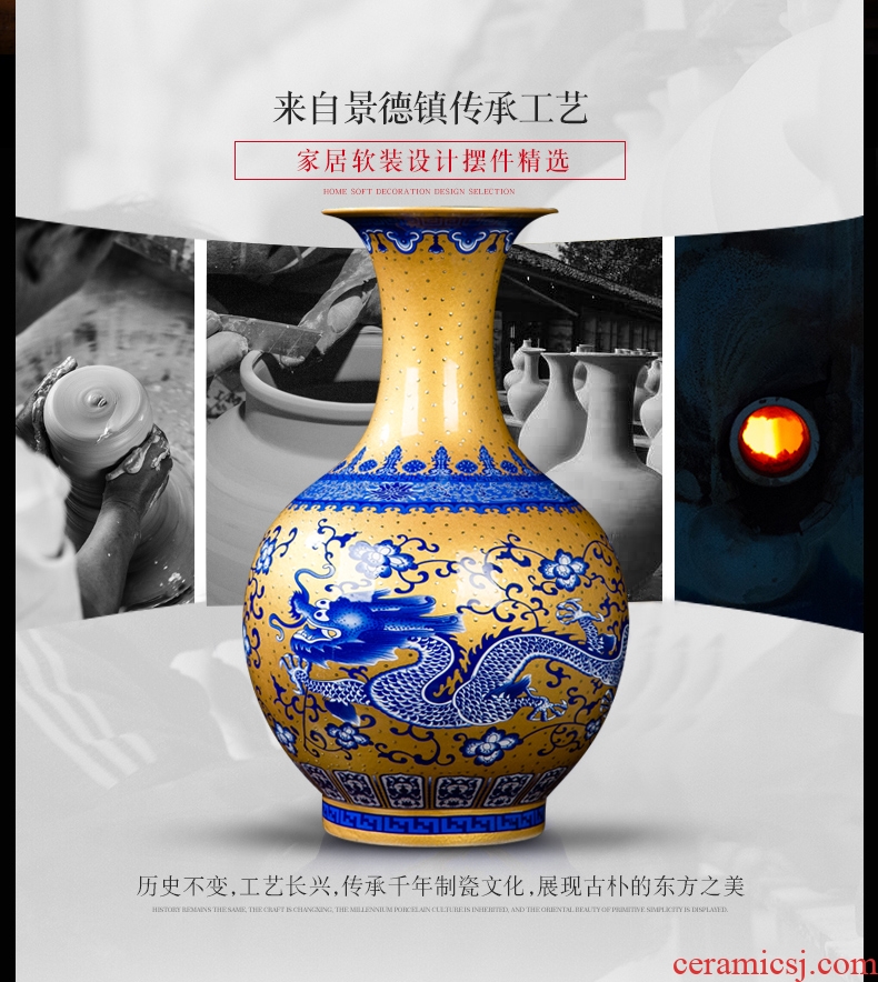 Jingdezhen ceramics cloisonne vase gold pupil classic dragon vase peony figure rich ancient frame porch place