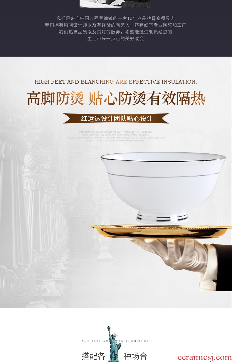 Chinese style light luxury platinum jingdezhen personality American dishes silver plate edge bowl home DIY powder