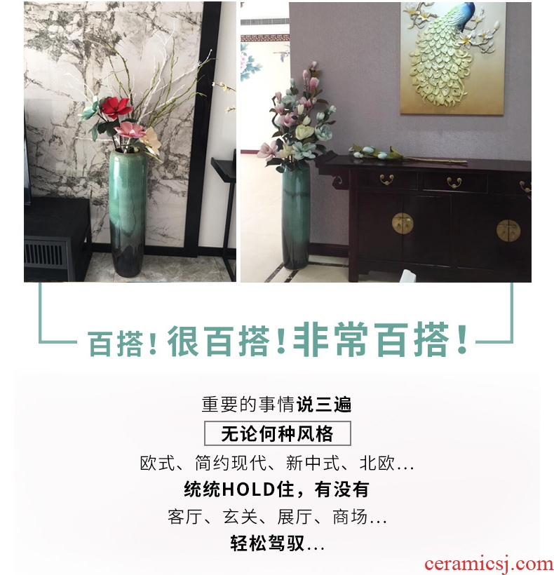 American jingdezhen ceramic vase flower arrangement of large living room furnishing articles of Chinese style porch lattice-windows lucky bamboo bottles