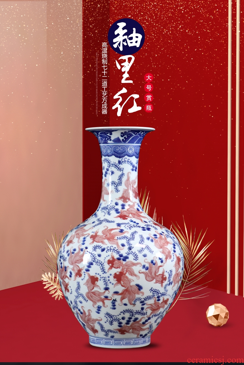 Youligong of blue and white porcelain vase furnishing articles flower arranging archaize sitting room adornment handicraft of jingdezhen ceramics general tank