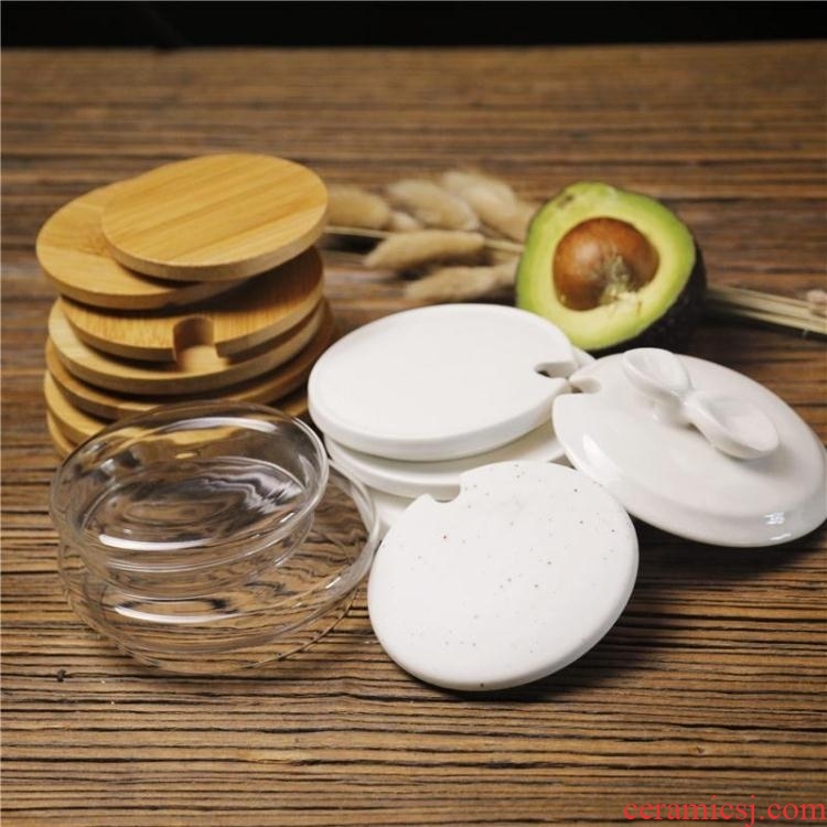 General mark cup lid thicken water bamboo lid cover glass lid large ceramic cups cover wood stamped with the grommet