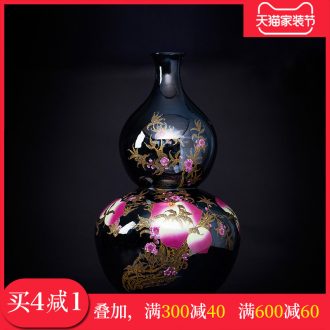 Jingdezhen ceramics peach gourd vases, antique Chinese style living room TV cabinet decoration floor high furnishing articles