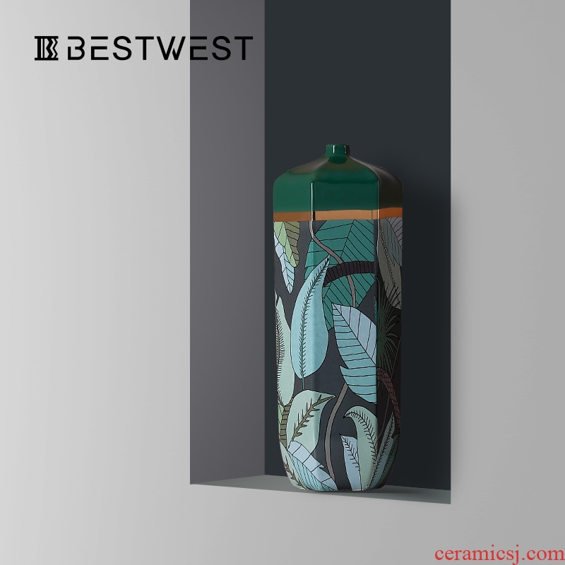 BEST WEST new Chinese creative ceramic vase decoration light luxury furnishing articles example room living room large porcelain