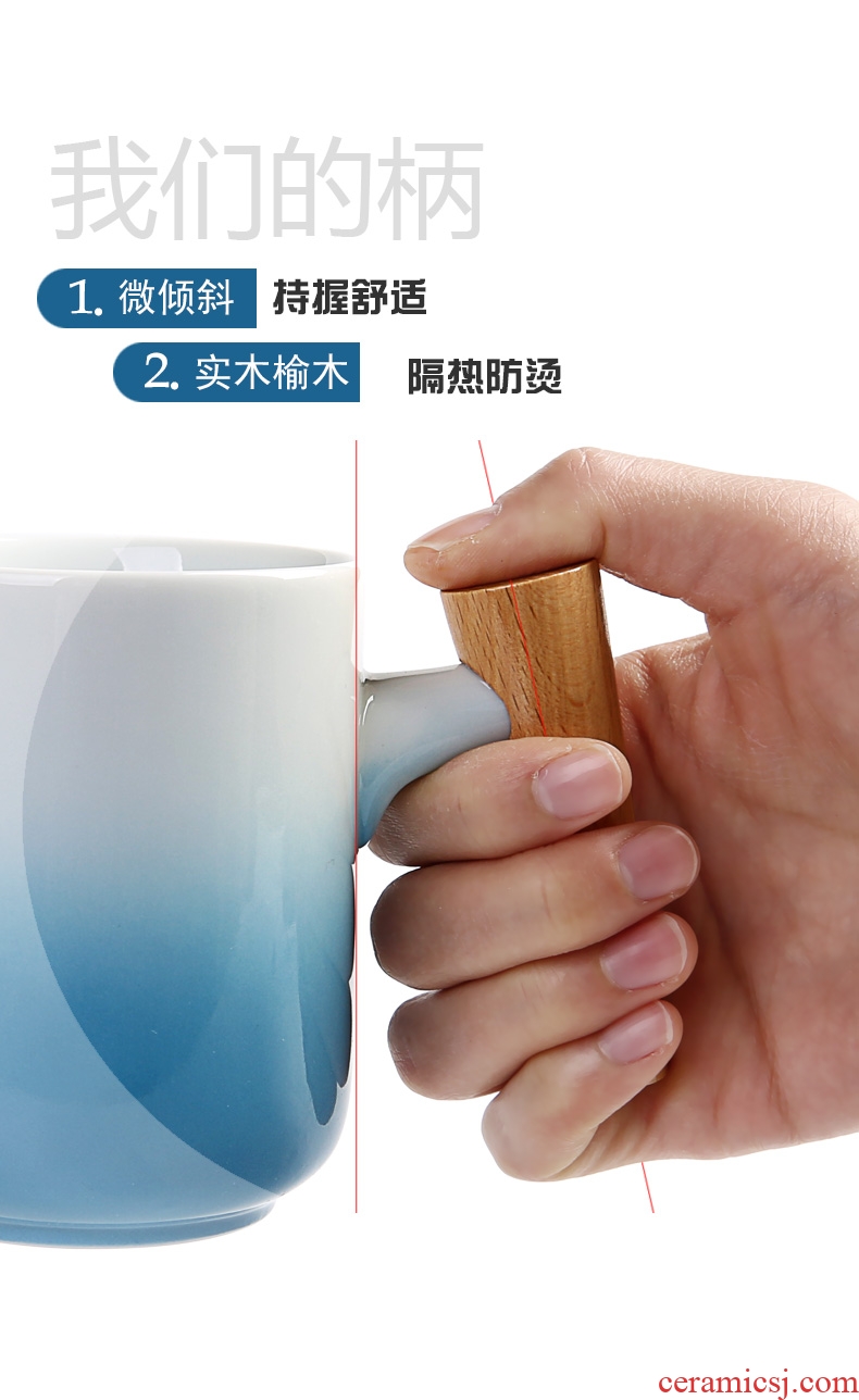 Ceramic filter cups tea cup office cup home mark cup with cover spoon separation glass tea cup customization