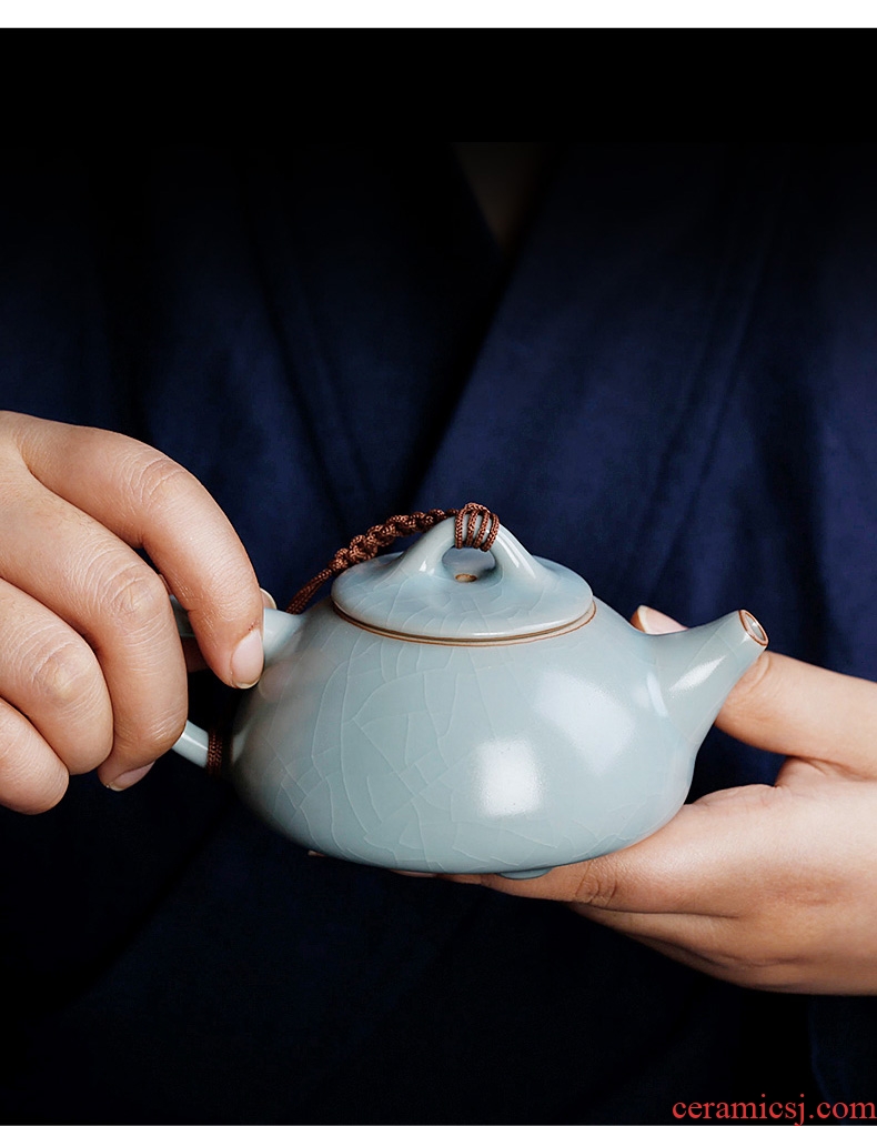 Chrysanthemum patterns your kiln teapot on ceramic teapot household handmade tea set for her single pot of small stone gourd ladle