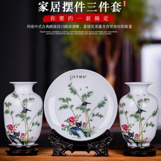 Jingdezhen ceramics modern three-piece floret bottle of Chinese style household TV ark decoration crafts are arranging flowers