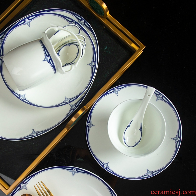 Glair ceramic tableware of Chinese blue and white porcelain bowl chopsticks dishes to eat bread and butter of jingdezhen ceramic dishes suit household