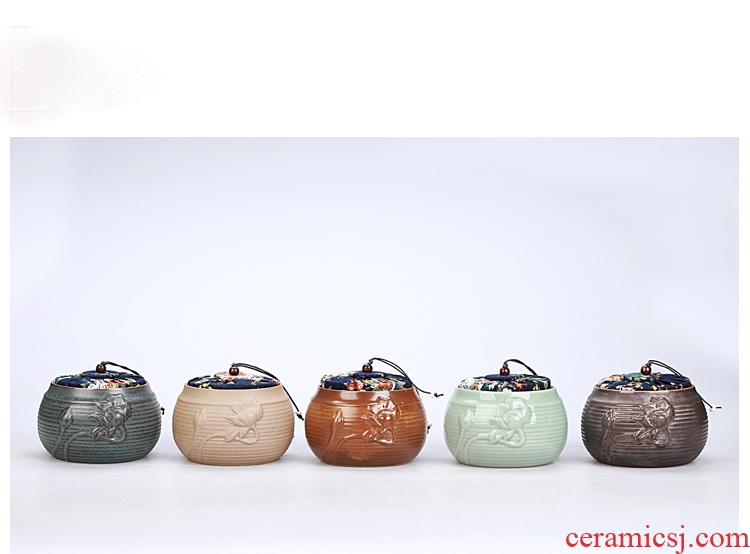Hong bo gourmet ice to crack your kiln caddy ceramic sealed tank storage tanks caddy large-sized celadon small POTS