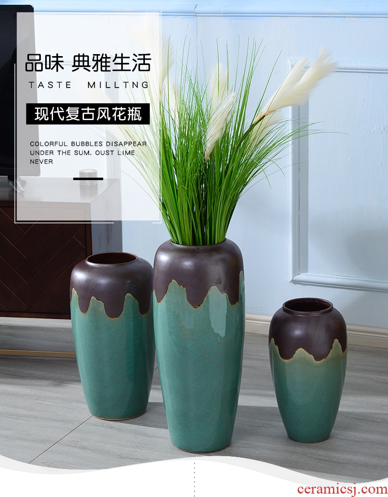 Lou qiao simulation flower furnishing articles sitting room be born by the large continental vases, ceramic creative TV ark flower decoration