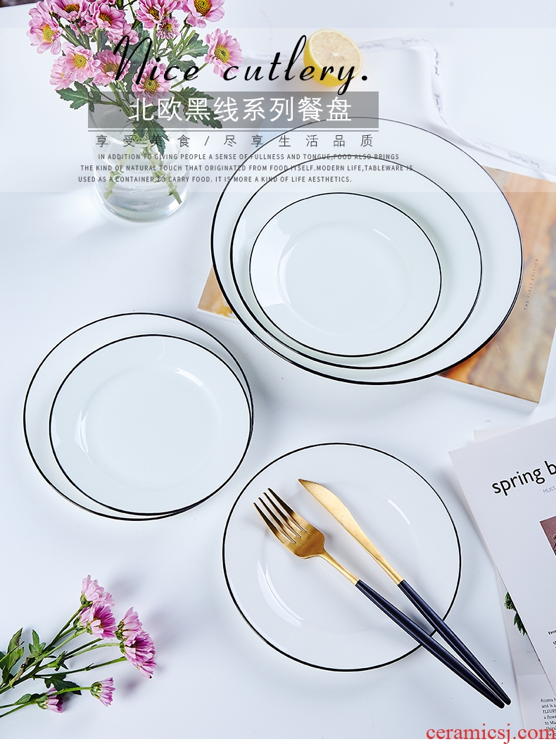 Northern wind jingdezhen ceramics tableware steak dishes dishes household dinner plate bone plate creative bone porcelain dish