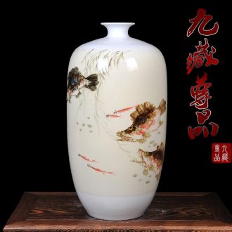 Jingdezhen ceramics vase master hand draw freehand brushwork figure of riches and modern living room home decorative furnishing articles