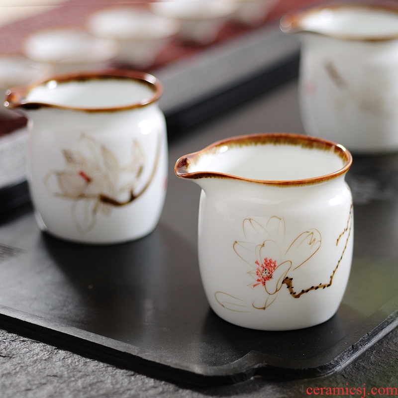 Drink to jingdezhen hand-painted ceramic fair kung fu tea set fair mug cup and a cup of tea and tea cup points fitting sea