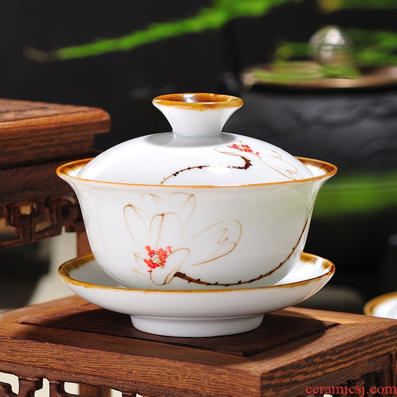 Drink to jingdezhen size tureen single white porcelain cups thin foetus tea bowl three glass ceramic kung fu tea set