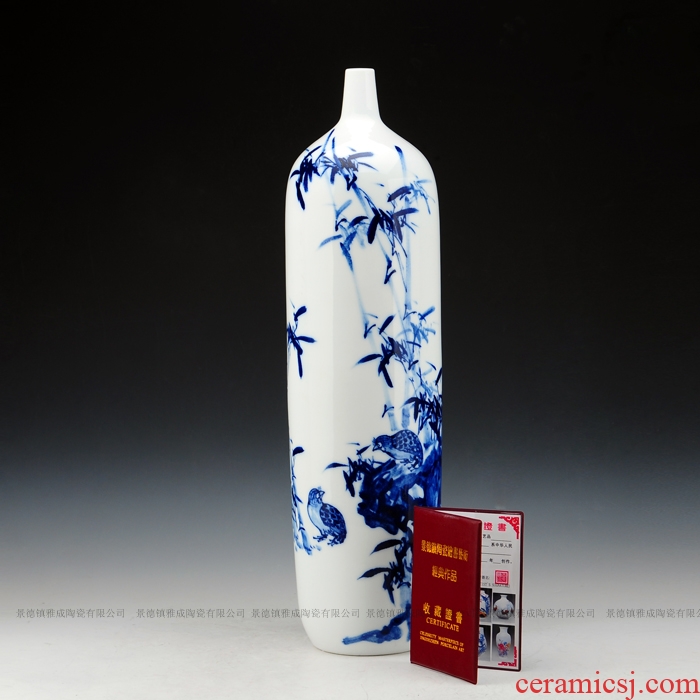 Jingdezhen ceramics hand-painted modern minimalist art ground vase vase of blue and white sitting room adornment