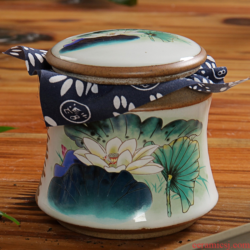 East west pot of tea caddy ceramic seal pot pu 'er wake receives thin waist cans GA3316 pottery and porcelain 7