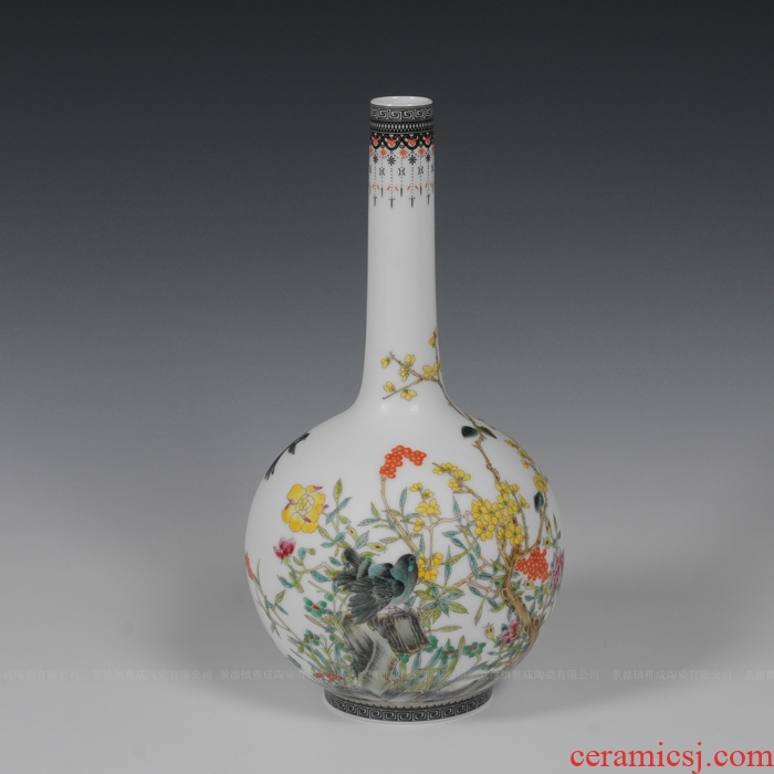 Master of jingdezhen ceramics hand-painted famille rose porcelain vase gall bladder classical household adornment handicraft furnishing articles