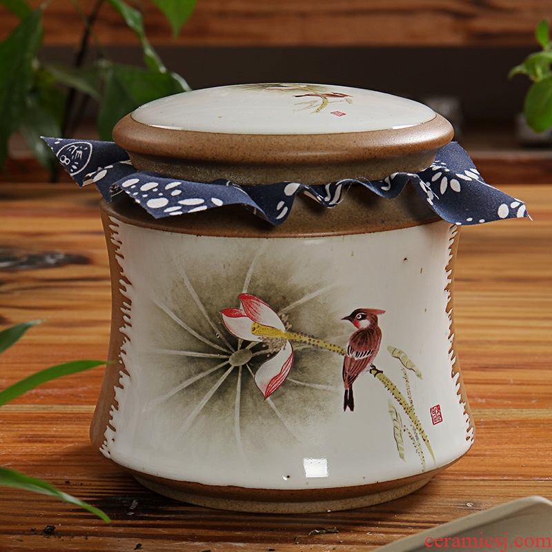 East west pot of tea caddy ceramic seal pot pu 'er wake receives thin waist cans GA3316 pottery and porcelain 7