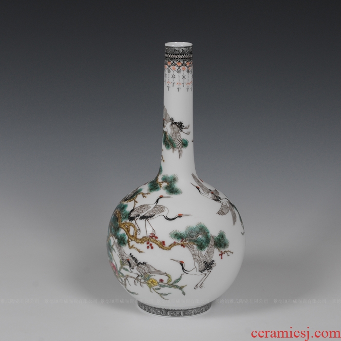 Master of jingdezhen ceramics hand-painted famille rose porcelain vase gall bladder classical household adornment handicraft furnishing articles