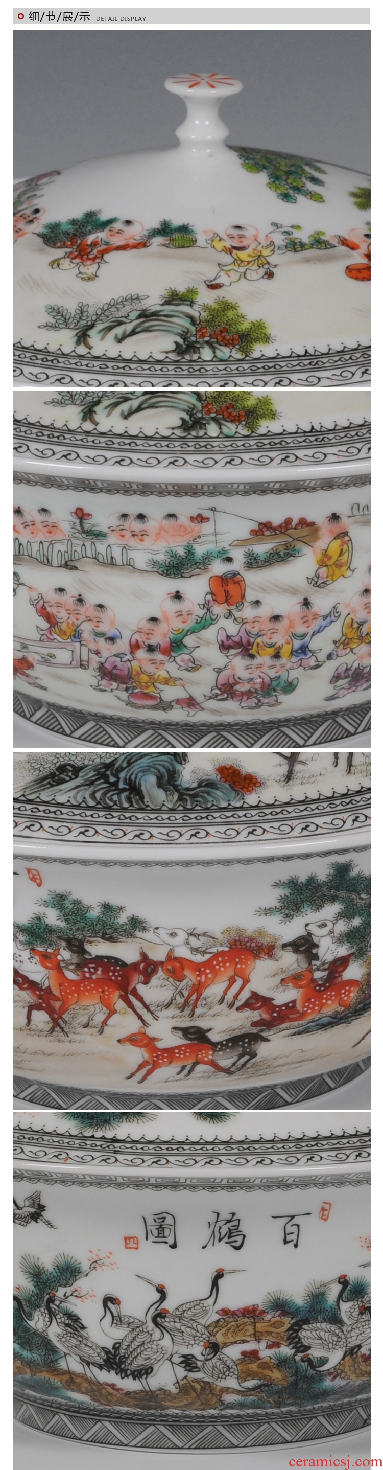 Jingdezhen ceramics tureen hand-painted pastel Wang Rongjuan master of the ancient philosophers, Zhang Bingxiang hundred bucks handmade porcelain