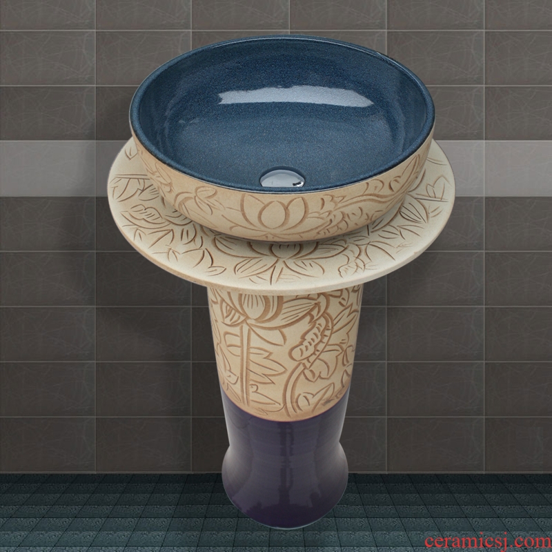 JingYuXuan jingdezhen ceramic kiln snowflakes pillar basin to suit art ceramic sinks