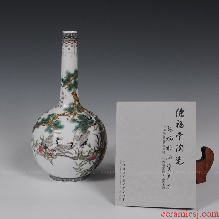 Master of jingdezhen ceramics hand-painted famille rose porcelain vase gall bladder classical household adornment handicraft furnishing articles