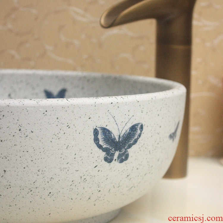 Jingdezhen ceramic small 35 cm frosted butterfly ceramic art basin on its lavatory sink basin